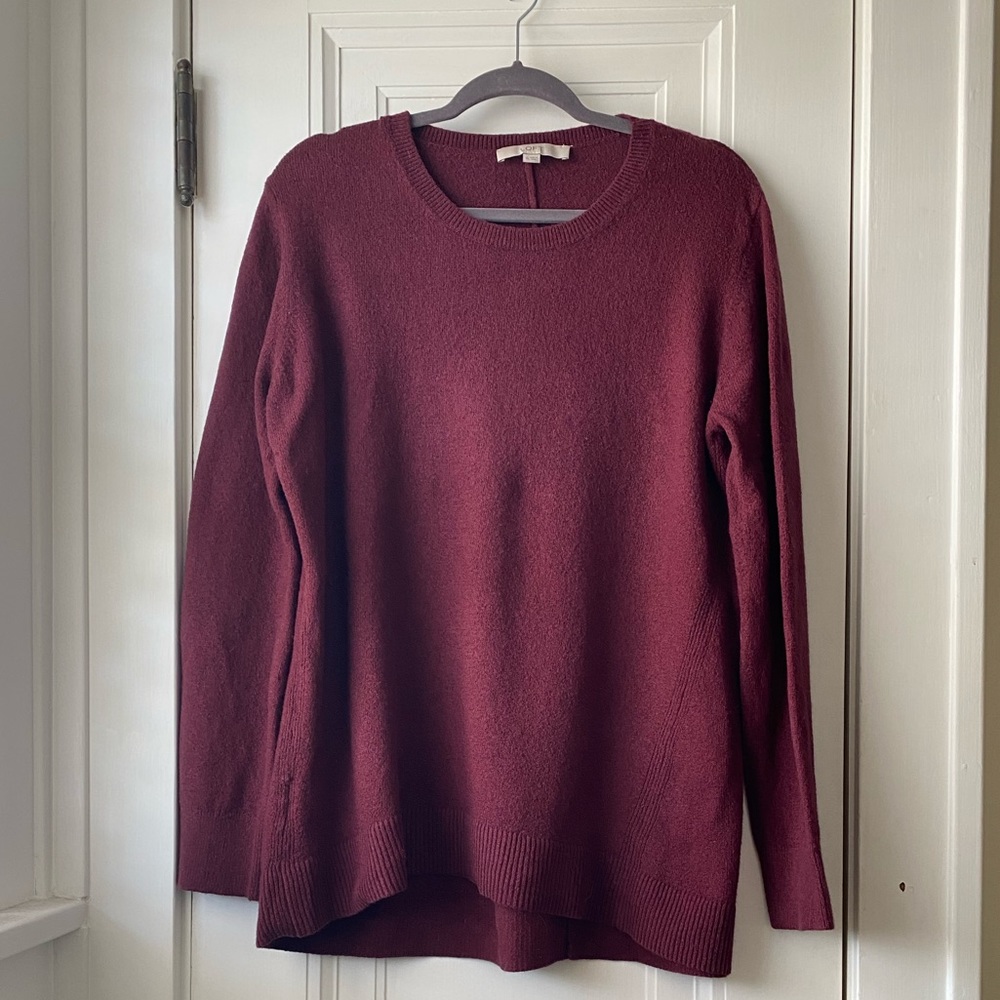 Loft dark raspberry boucle tunic length sweater XL - Picture 1 of 5